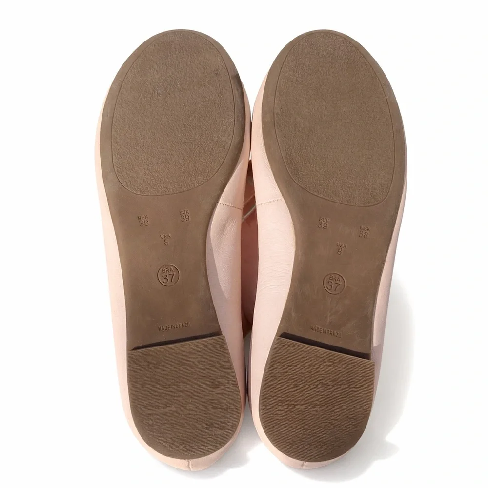 NWOT Raphaella Booz Blush Pink Leather Ballet Flats Bow Stud Trim BR 37/US 8 - Picture 6 of 10